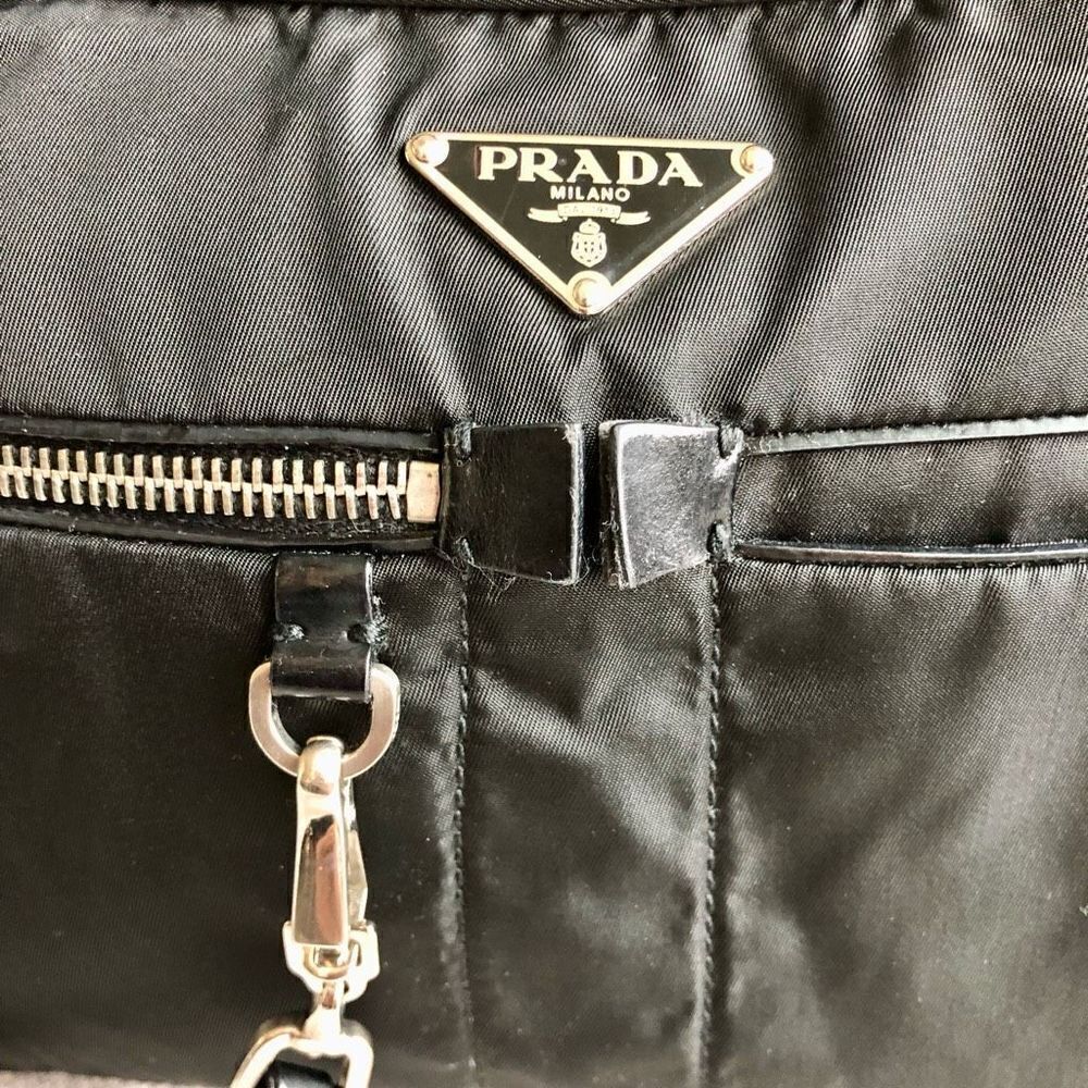 Vintage Prada Tessuto Black Nylon Front Zipper Pocket Mini Boston Bag - Picture 5 of 16